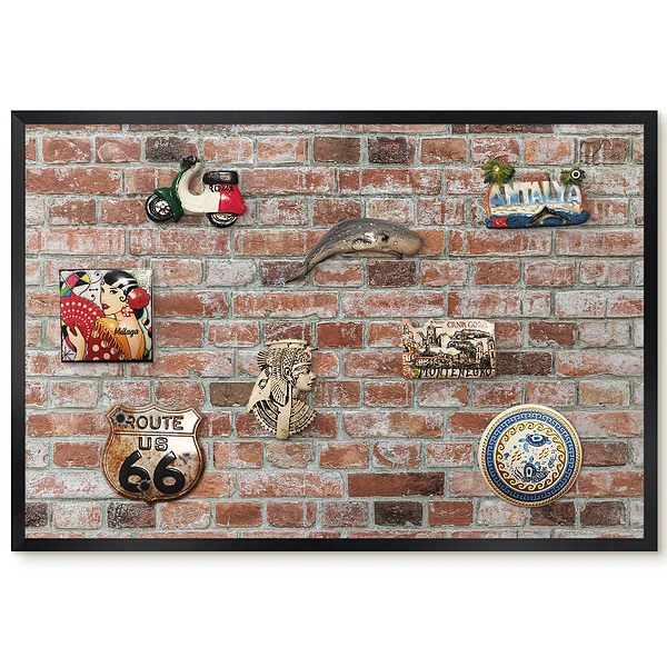 Tableau pour collection d'aimants motif briques rustiques aux teintes chaudes