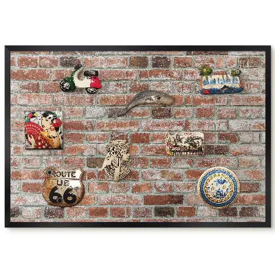 Tableau pour collection d'aimants motif briques rustiques aux teintes chaudes
