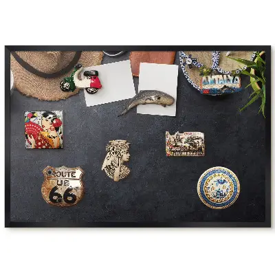 Tableau magnétique pour collection d'aimants motif accessoires d'été sur fond sombre