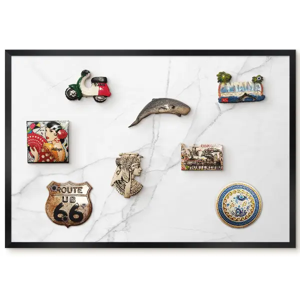 Tableau magnétique pour aimants avec motif fond marbre clair veiné de gris