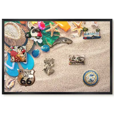 Tableau magnétique décoratif avec cadre motif accessoires de plage