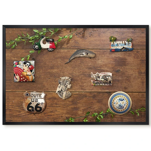 Tableau magnétique en bois motif feuilles vertes