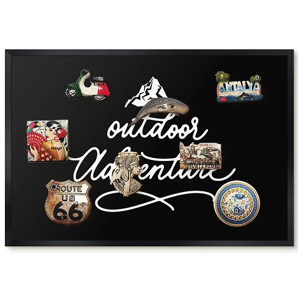 Tableau pour collection d'aimants avec visuel audacieux et inscription Aventures en plein air