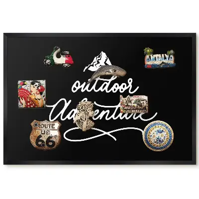 Tableau pour collection d'aimants avec visuel audacieux et inscription Aventures en plein air