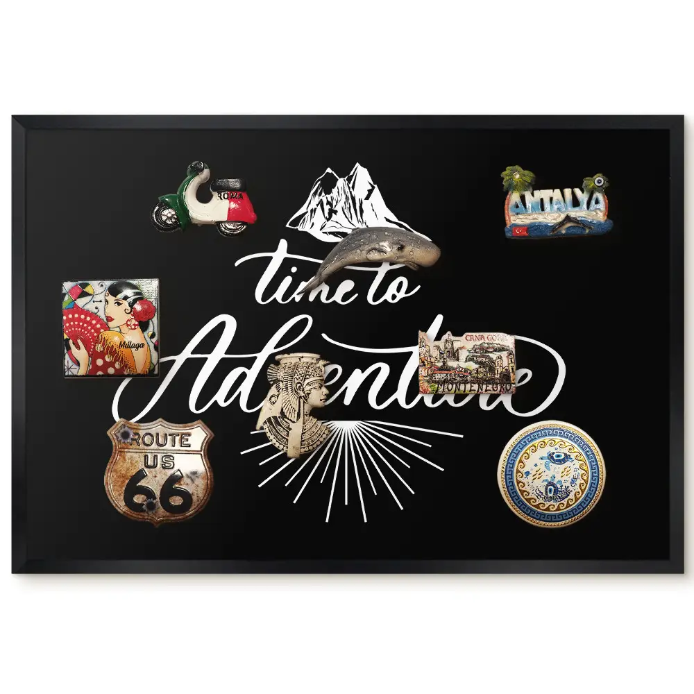 Tableau magnétique avec motif de montagne et typographie élégante