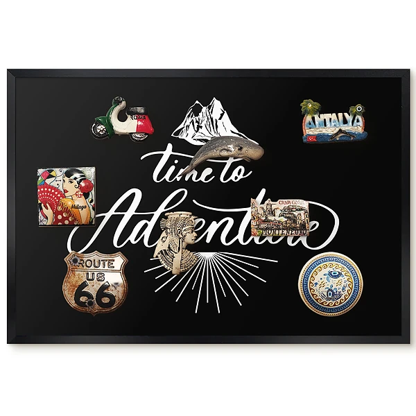 Tableau magnétique avec motif de montagne et typographie élégante