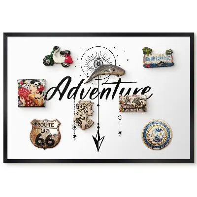 Tableau magnétique décoratif avec cadre au design aventure minimaliste