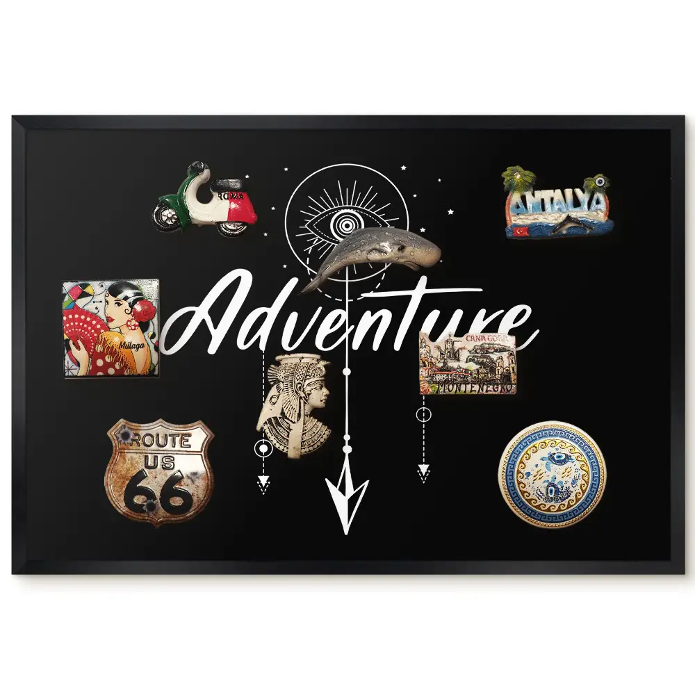 Tableau magnétique pour collection d'aimants avec inscription contrastée et motif mystérieux