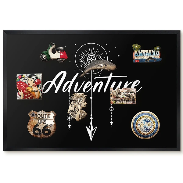 Tableau magnétique pour collection d'aimants avec inscription contrastée et motif mystérieux