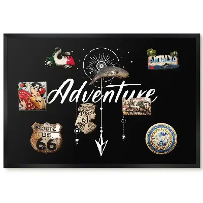 Tableau magnétique pour collection d'aimants avec inscription contrastée et motif mystérieux
