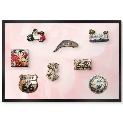 Tableau magnétique pour aimants avec motif de fleurs dans des nuances de rose délicates