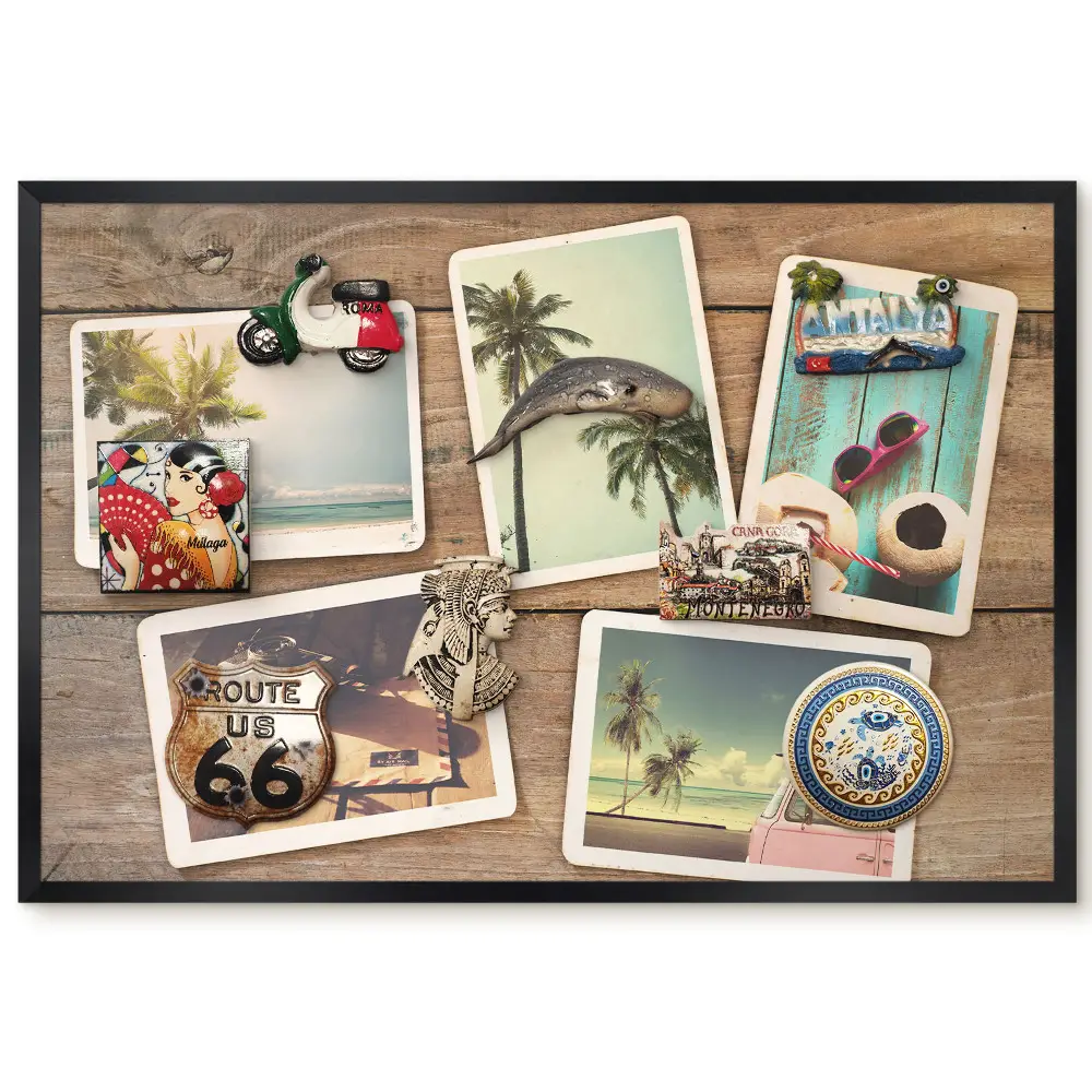 Tableau magnétique pour cartes postales rétro style tropical