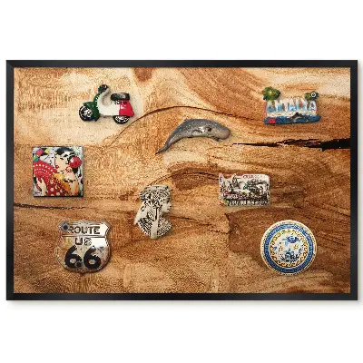 Tableau magnétique décoratif avec cadre motif bois