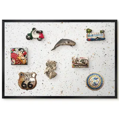 Tableau magnétique moderne motif terrazzo blanc beige et gris