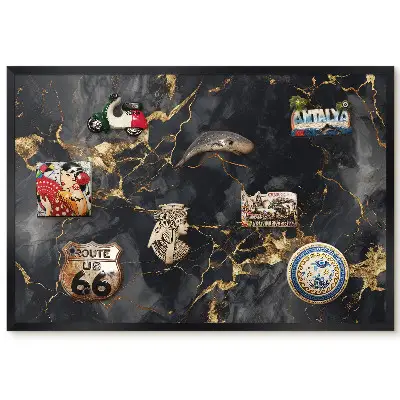 Tableau magnétique décoratif avec cadre motif rubans noirs et jaunes
