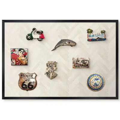 Tableau magnétique décoratif avec cadre élégant motif à chevrons dans des tons clairs