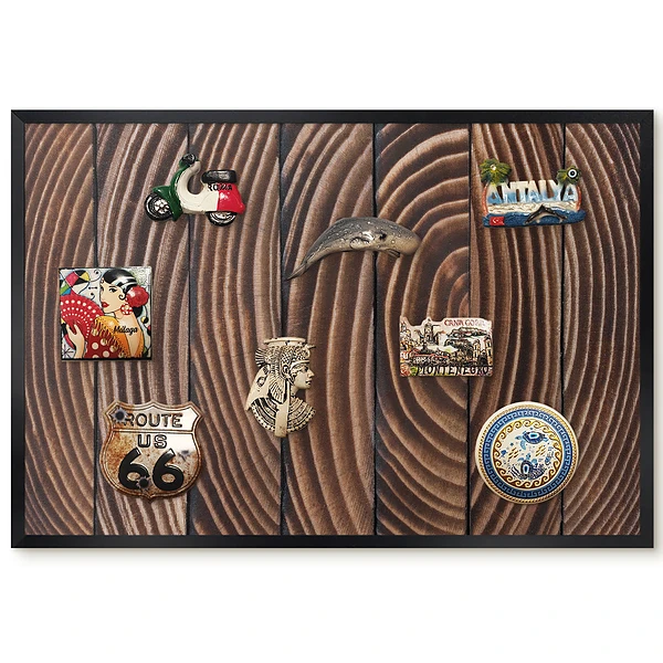 Tableau magnétique vertical effet bois dans les tons bruns