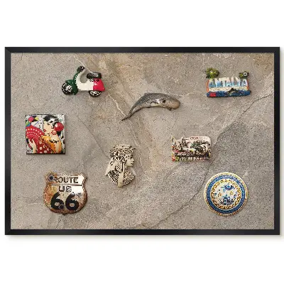 Tableau magnétique décoratif avec cadre motif pierre beige