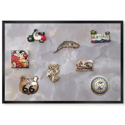 Tableau magnétique teintes gris et beige pour collection d'aimants