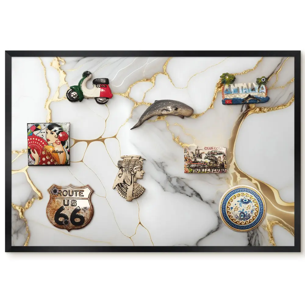 Tableau magnétique avec motif élégant aux formes dynamiques pour collection d'aimants