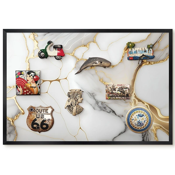 Tableau magnétique avec motif élégant aux formes dynamiques pour collection d'aimants