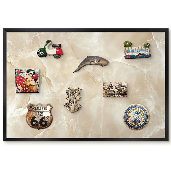 Tableau magnétique décoratif cadre motif marbre beige