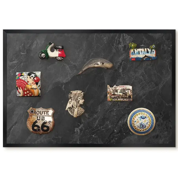 Tableau magnétique décoratif avec cadre motif marbre élégant et profond