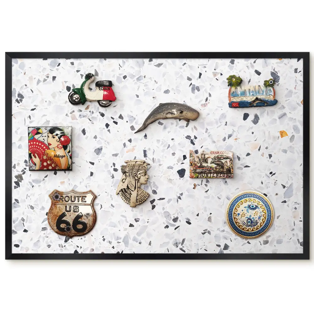 Tableau magnétique pour aimants motif pierre noir et blanc