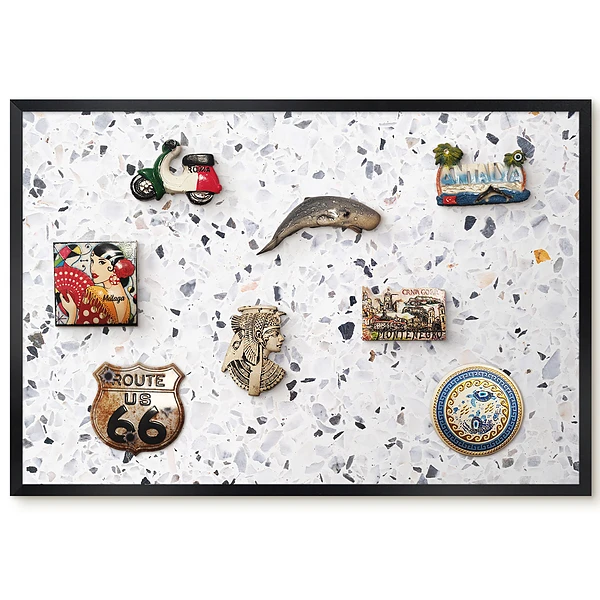 Tableau magnétique pour aimants motif pierre noir et blanc