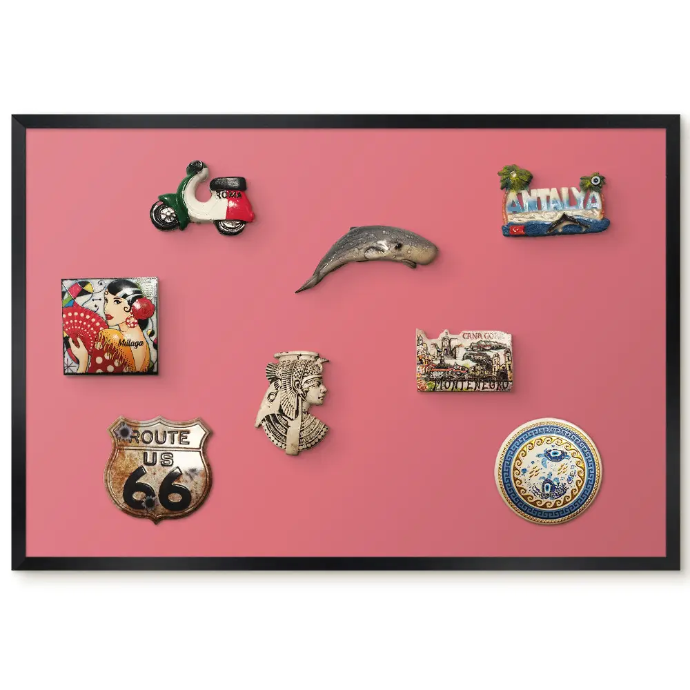 Tableau magnétique décoratif avec cadre rose uni motif paix harmonie simplicité