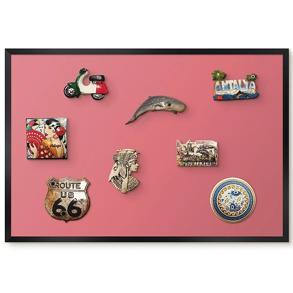 Tableau magnétique décoratif avec cadre rose uni motif paix harmonie simplicité