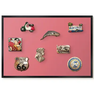 Tableau magnétique décoratif avec cadre rose uni motif paix harmonie simplicité