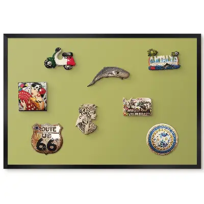 Tableau pour collection d'aimants avec fond vert uni minimaliste vintage