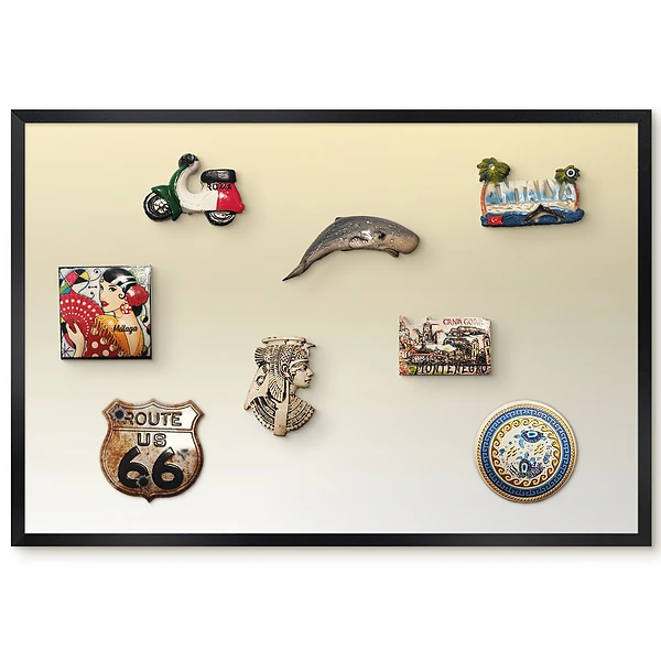 Tableau magnétique décoratif avec cadre motif dégradé beige crème