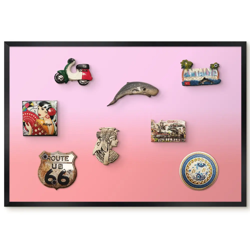 Tableau magnétique décoratif avec cadre motif dégradé rose et saumon