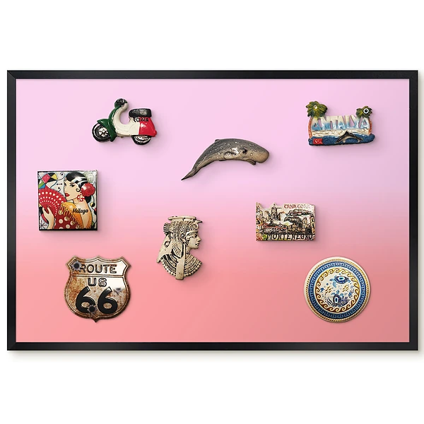 Tableau magnétique décoratif avec cadre motif dégradé rose et saumon