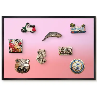Tableau magnétique décoratif avec cadre motif dégradé rose et saumon