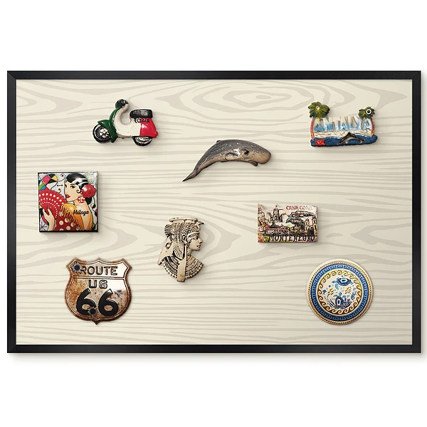 Tableau magnétique pour aimants avec motif bois beige