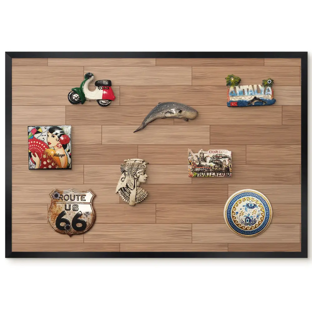 Tableau magnétique décoratif avec cadre motif bois élégant