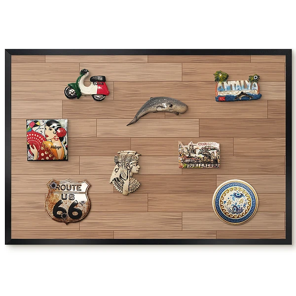 Tableau magnétique décoratif avec cadre motif bois élégant
