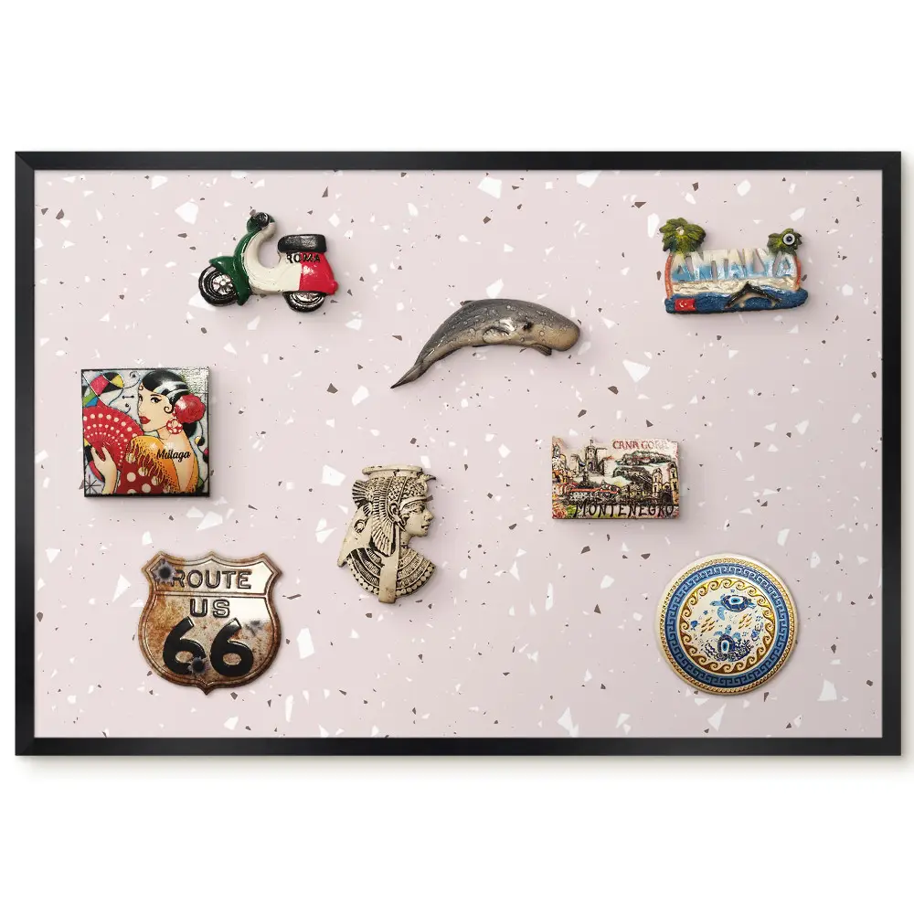 Tableau magnétique décoratif avec cadre motif terrazzo délicat