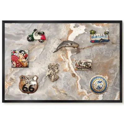 Tableau magnétique motif marbre beige et gris