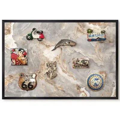 Tableau magnétique décoratif avec cadre motif abstrait beige et gris