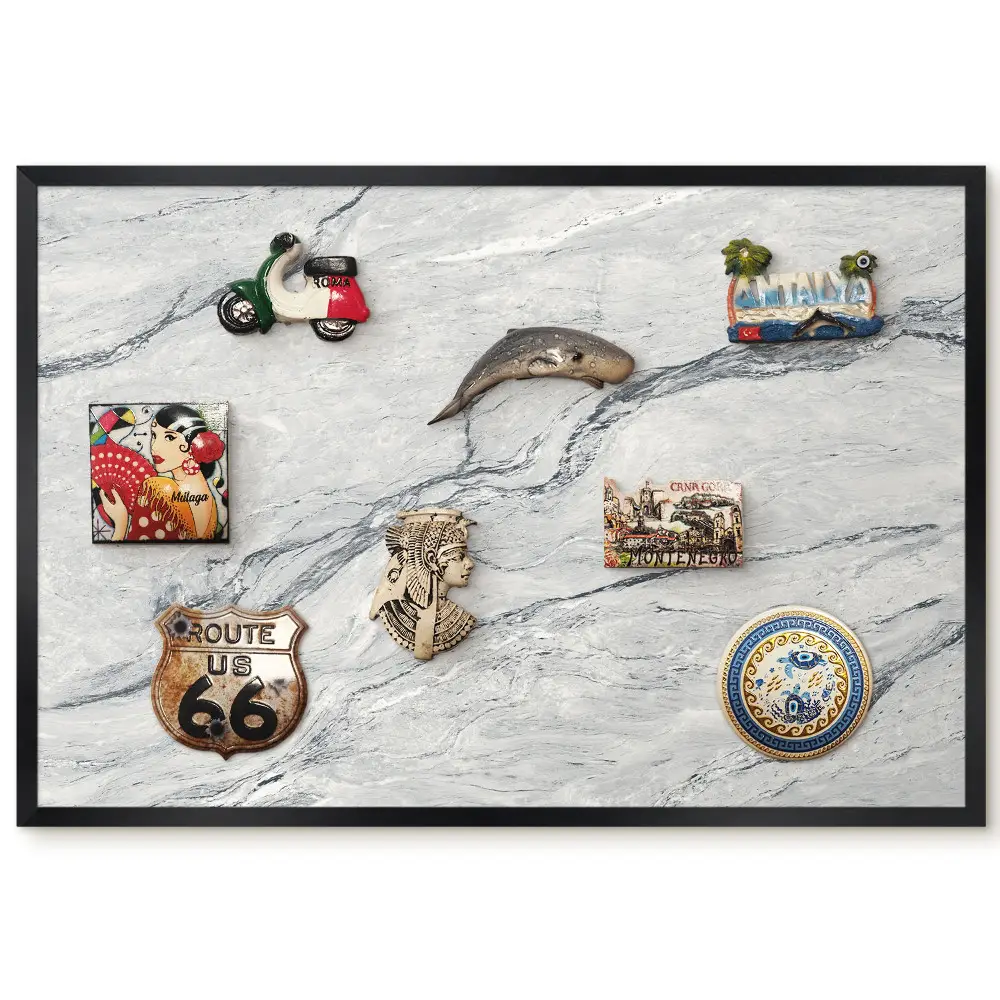 Tableau magnétique avec motif textures de marbre gris empreintes de paix