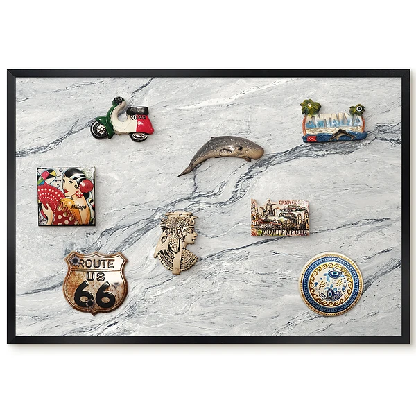 Tableau magnétique avec motif textures de marbre gris empreintes de paix