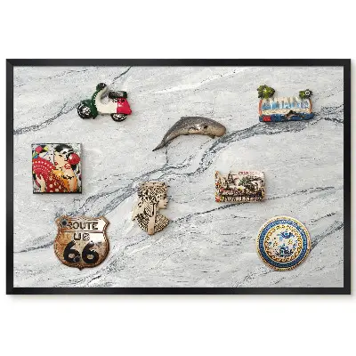 Tableau magnétique avec motif textures de marbre gris empreintes de paix