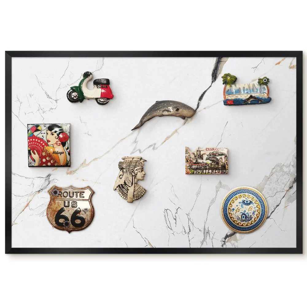 Tableau magnétique pour aimants avec motifs élégants dans les tons beige et gris