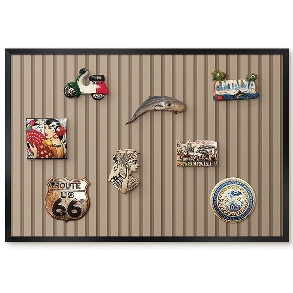 Tableau magnétique décoratif avec cadre et lignes verticales minimalistes dans des tons chauds