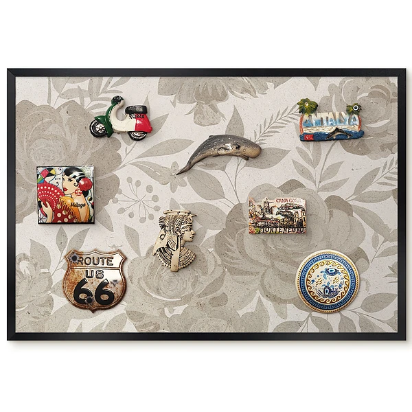 Tableau magnétique décoratif au motif élégant de fleurs et de feuilles