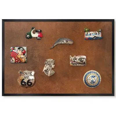 Tableau magnétique décoratif avec cadre motif texture brun chaud naturel